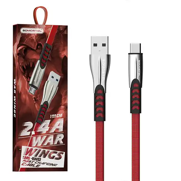 KABEL USB TYP-C 2.4A SOMOSTEL CZERWONY 2400mAh QUICK CHARGER QC 3.0 1M POWERLINE SMS-BW02 Kup online