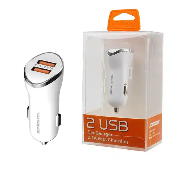 Dodaj do koszyka ŁADOWARKA SAMOCHODOWA 2A BIAŁA SOMOSTEL 2100mA 2XUSB DUAL FAST CHARGING SMS-A44