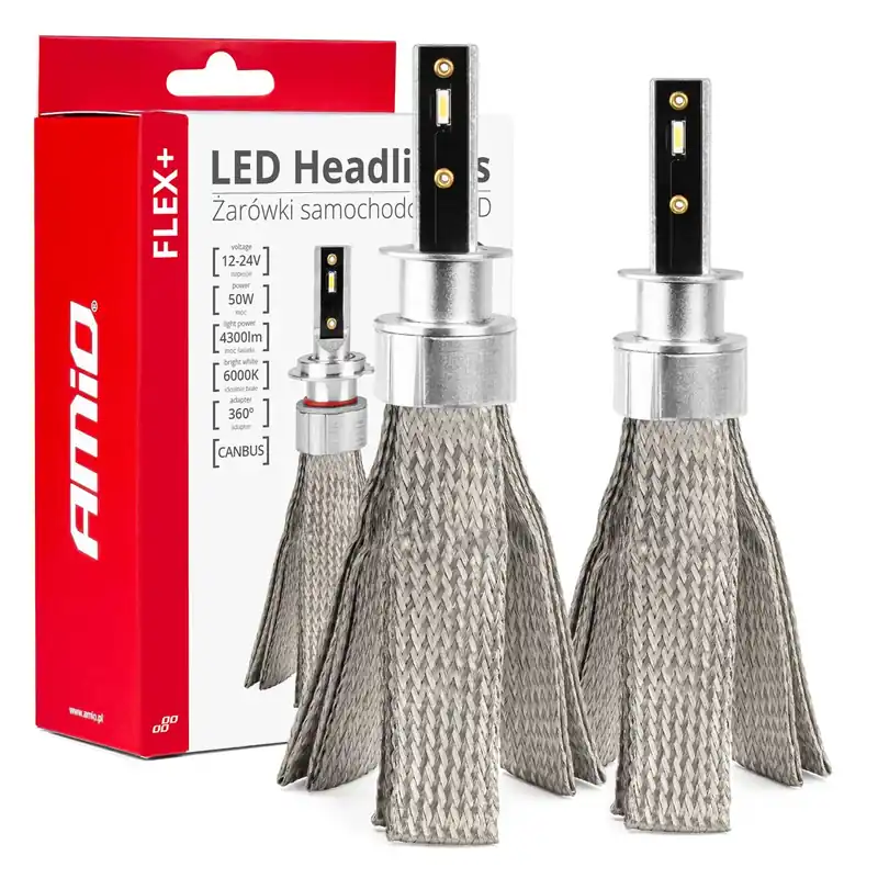 Żarówki samochodowe LED seria FLEX+ H1 12V 24V 6000K Canbus AMIO-03655 Hit cenowy