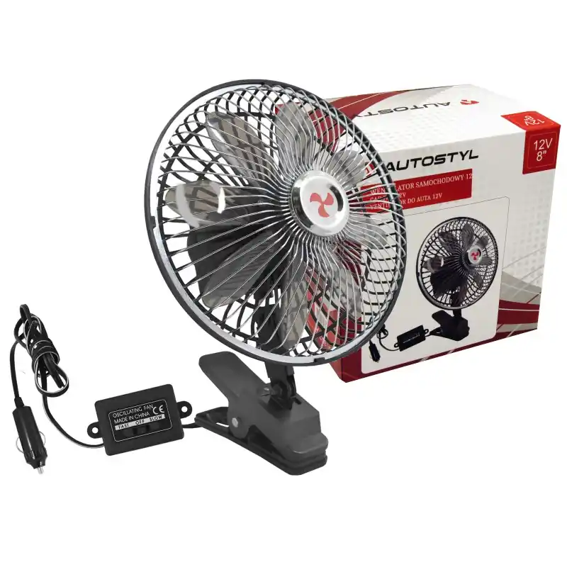 Wyjątkowa oferta Wentylator chrom 12V 8'' z klipsem 8 śmigieł