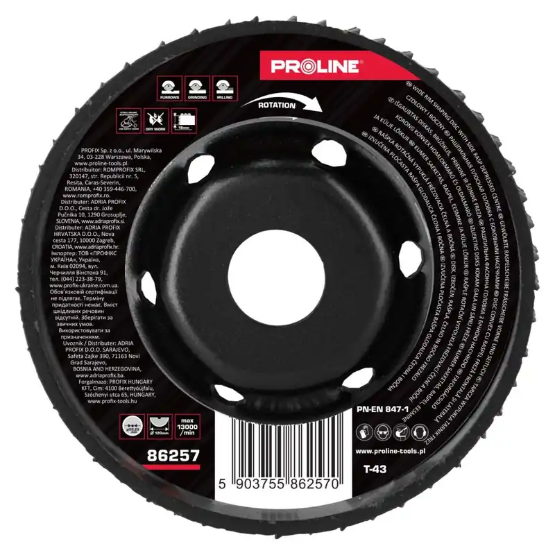Bestseller TARCZA WYPUKŁ.TARNIK GRUBE ZĘBY FREZ CZOŁ.BOCZ.120MM PROLINE