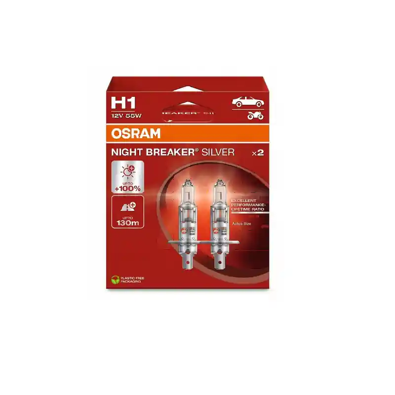 Taniej Żarówka OSRAM H1 Night Braker SILVER +100%