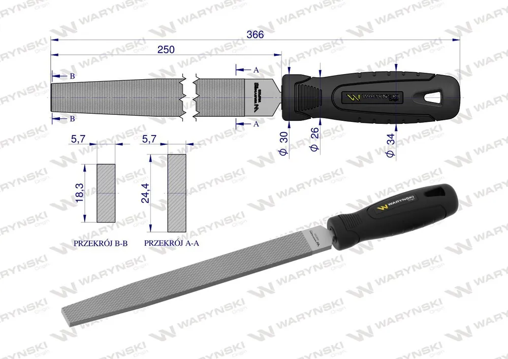 PILNIK PŁASKI 250mm WARYŃSKI Ostatnie sztuki