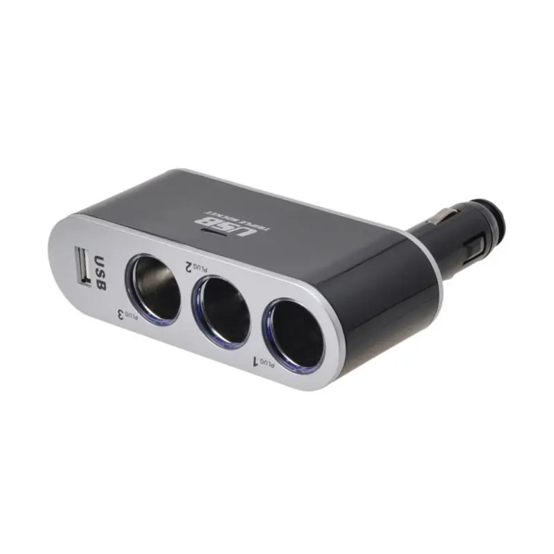Wyprzedaż *Rozgałęziacz gniazda zapalniczki 12/24V potrójny + USB