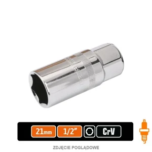 Klucz nasadowy 1/2" sześciokątny 21 mm - do świec / TEGER Premium
