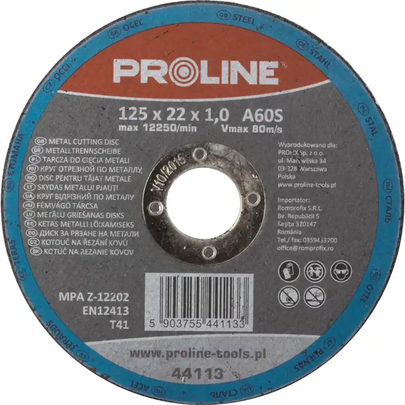 TARCZA DO METALU 125/1,0/22 /Proline Popularny