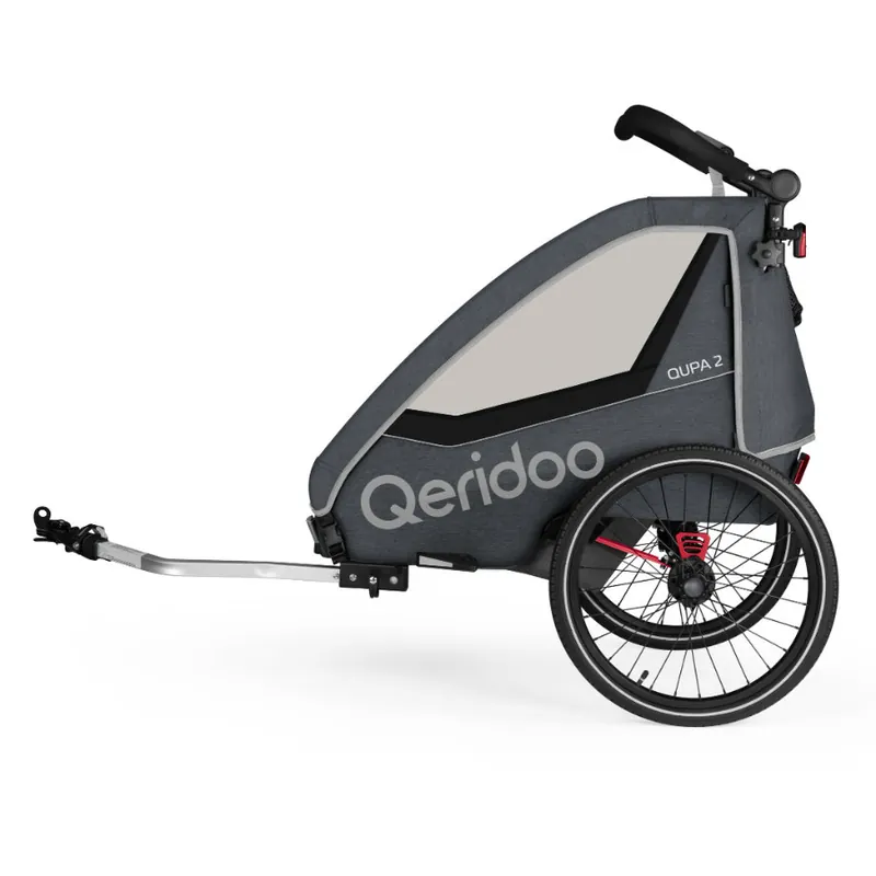 Wyjątkowa oferta Przyczepka rowerowa, wózek Qeridoo QUPA2 Grey dla dwójki dzieci